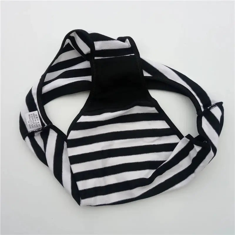 Women's striped cotton panties, black and white bikini briefs