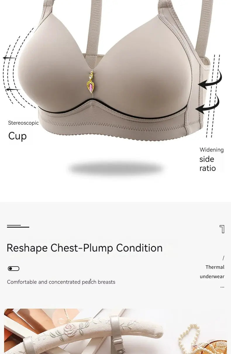 Beige molded-cup bra by Simples Market, no underwire.