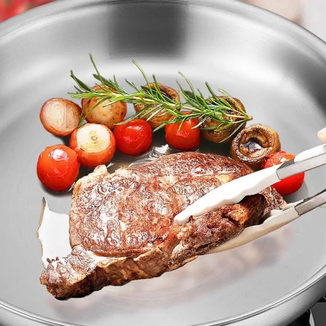 304 Stainless Steel Frying Pan Uncoated Nonstick Surface For Gas Stove And Induction Cooker