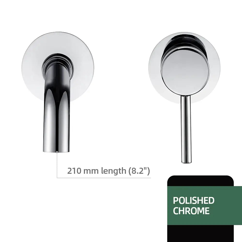 Wall-mounted basin faucet, polished chrome finish, single-handle bathroom mixer, 210 mm length