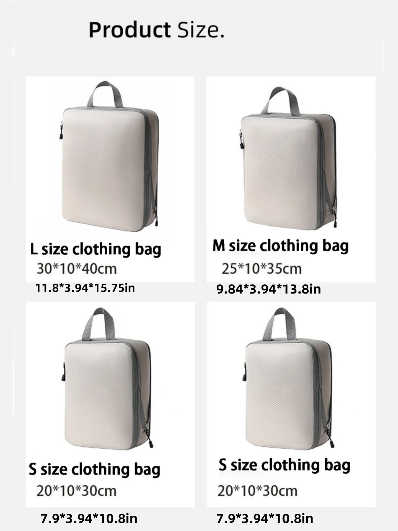4-pack compressed packing cubes set for travel by Simples Market, waterproof gray clothing bags