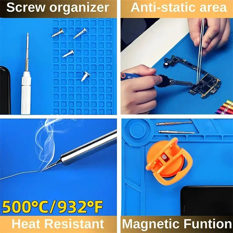 Silicone Soldering Mat ESD Antistatic Heat Resistant Workstation Pad for Electronics Repair and Maintenance