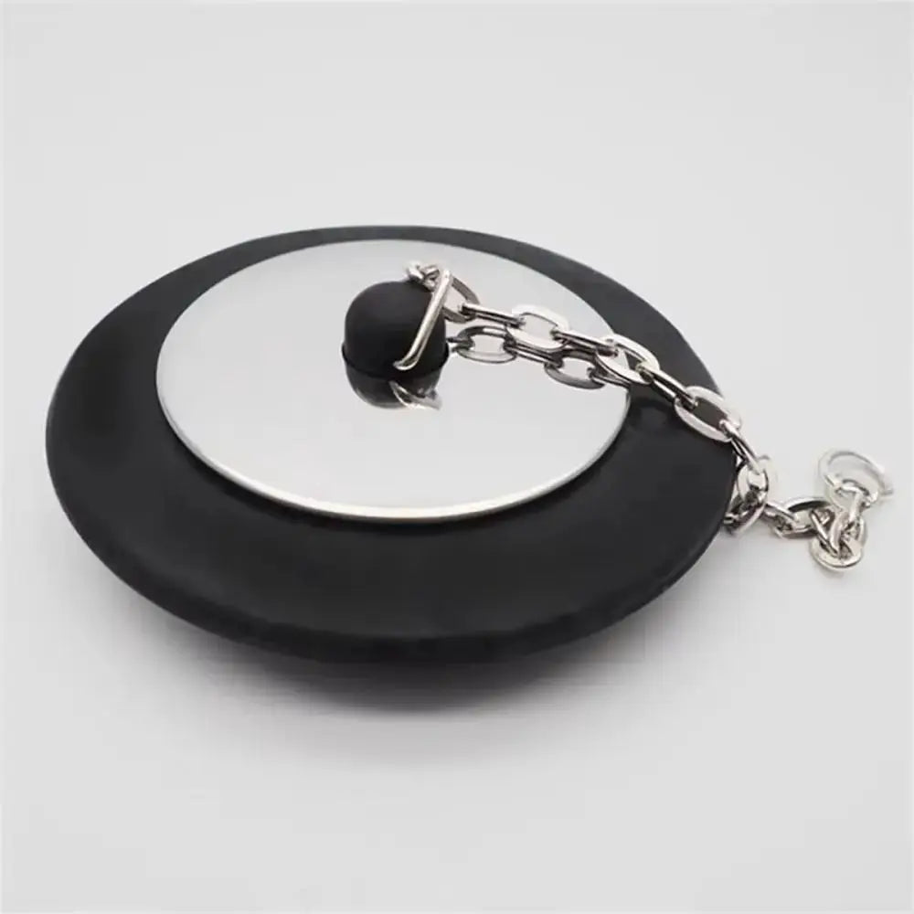 Simples Market rubber tub stopper with chain, black plug for 4/4.3/5 cm drains with silver hanging ring