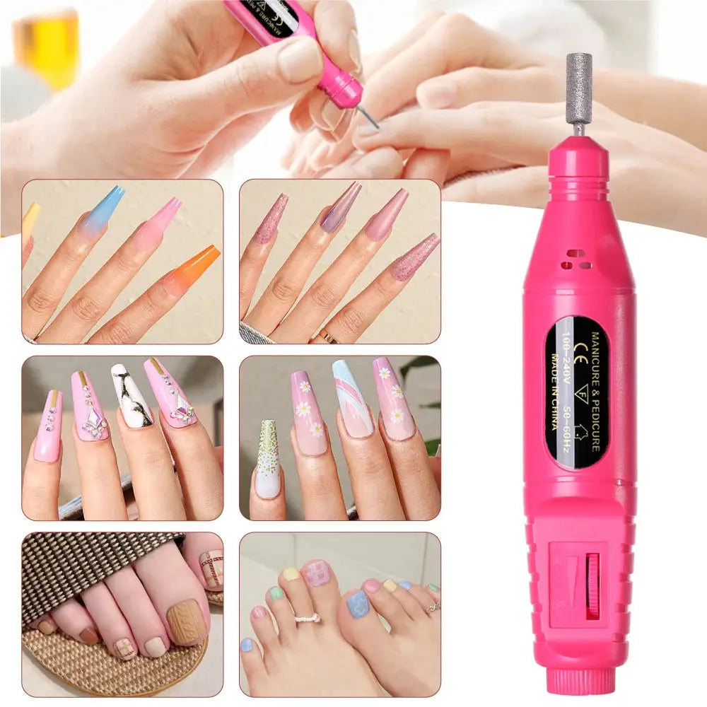 LINMANDA 6 In 1 Electric Nail Drill Kit Portable USB Powered Low Noise 0 To 20000 RPM For Manicure And Pedicure