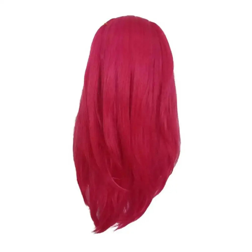 Cosplay wig pink-purple long hair for kids; magenta shade for costume.