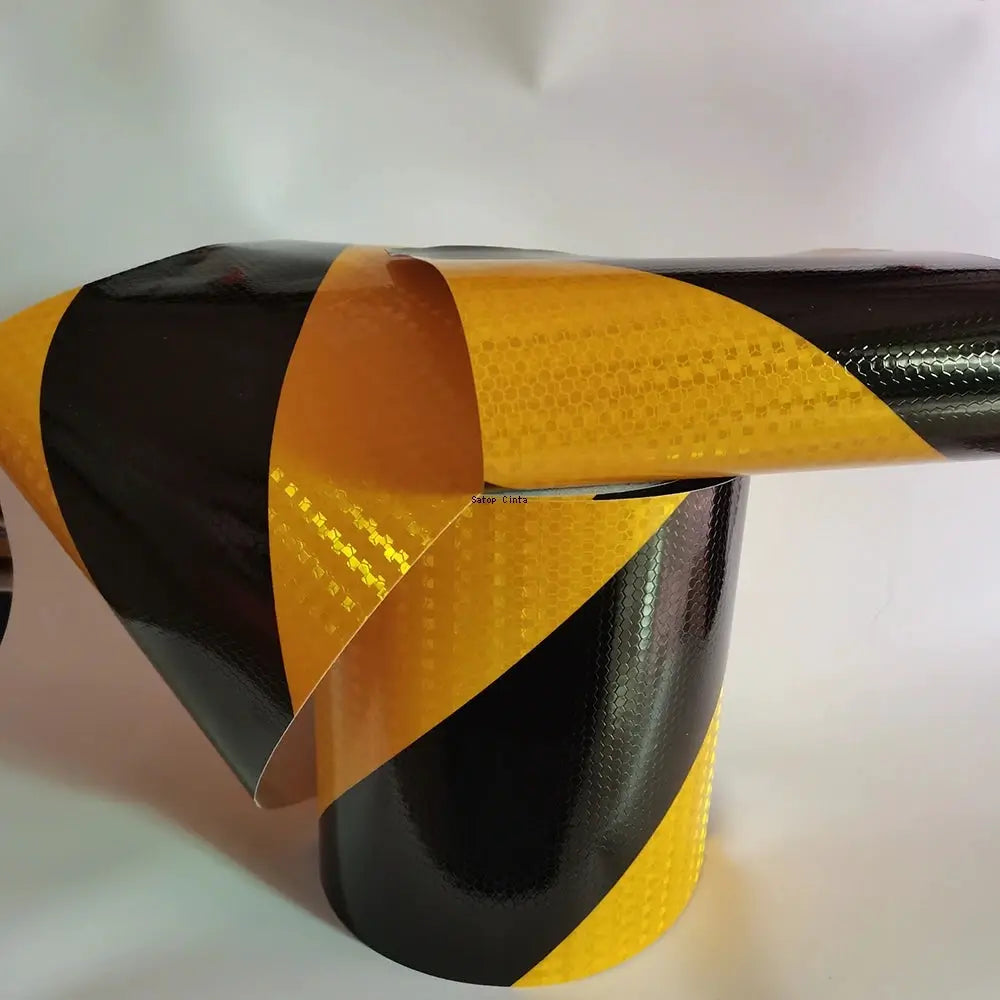 Reflective Tape Twill Yellow Black Waterproof Adhesive Safety Warning Sticker For Truck 5cm 10cm 15cm 20cm By 5m