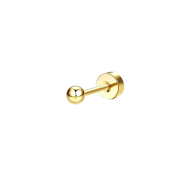 Bobisty 1pc Surgical Stainless Steel Earrings Dainty Flat Back Stud Hoop Cartilage For Sensitive Ears Women