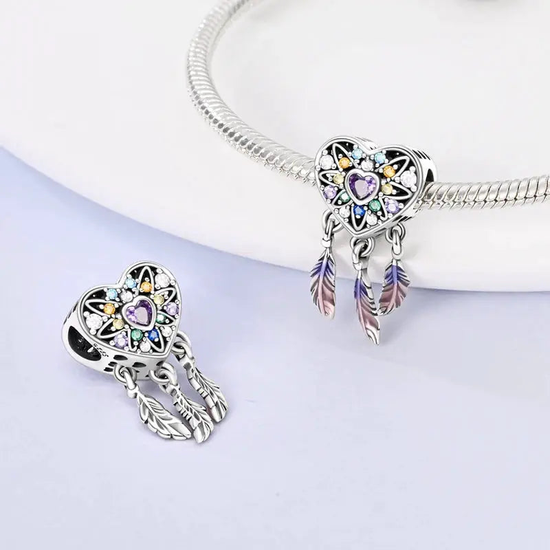 925 Sterling Silver Colorful Butterfly Dragonfly Feathers Charms Luminous Stars Pendants For Bracelets Fine DIY Jewelry