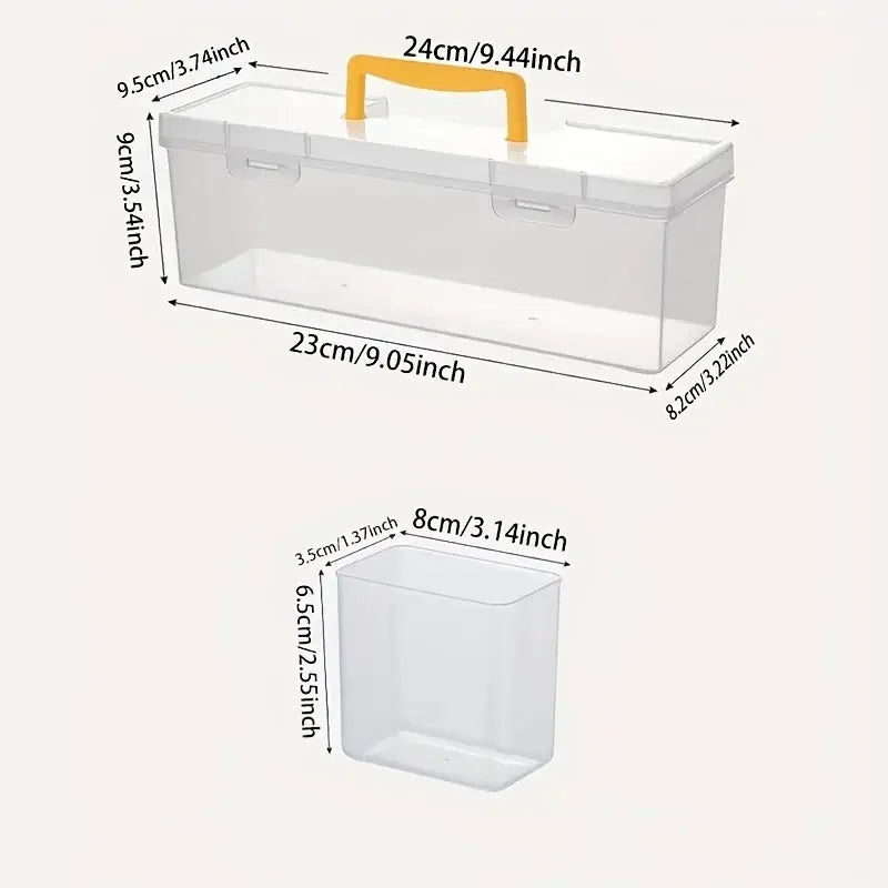 Professional 7-Piece Tool Organizer Set in clear plastic with yellow handle; 2-piece case and bin.