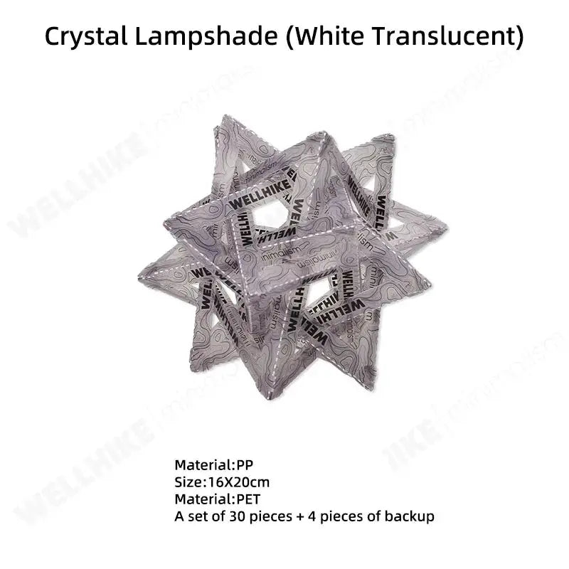 Crystal star lampshade set for camping by WELLHIKE, white translucent, 30 pieces + 4 backups