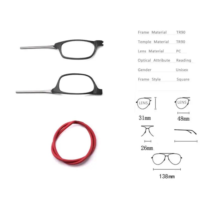 OptiFlex Portable Magnetic Reading Glasses Unisex With Adjustable Neck Lanyard And Polarized Lenses