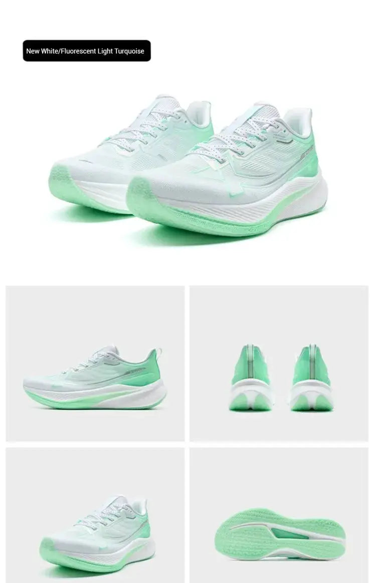 Xtep 2000km 3.0 men's running shoes by Simples Market in white with turquoise accents, lightweight cushioning.
