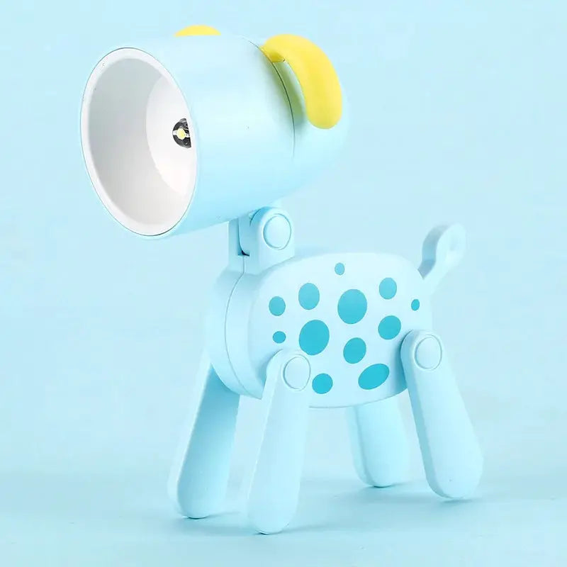Mini LED night light folding desk lamp in blue cartoon dog/deer shape with yellow ears by Simples Market