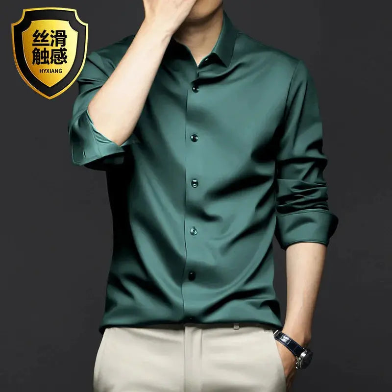 Mens Long Sleeve Non Iron Wrinkle Resistant Dress Shirt White For Business Professional Casual Wear S To 5XL