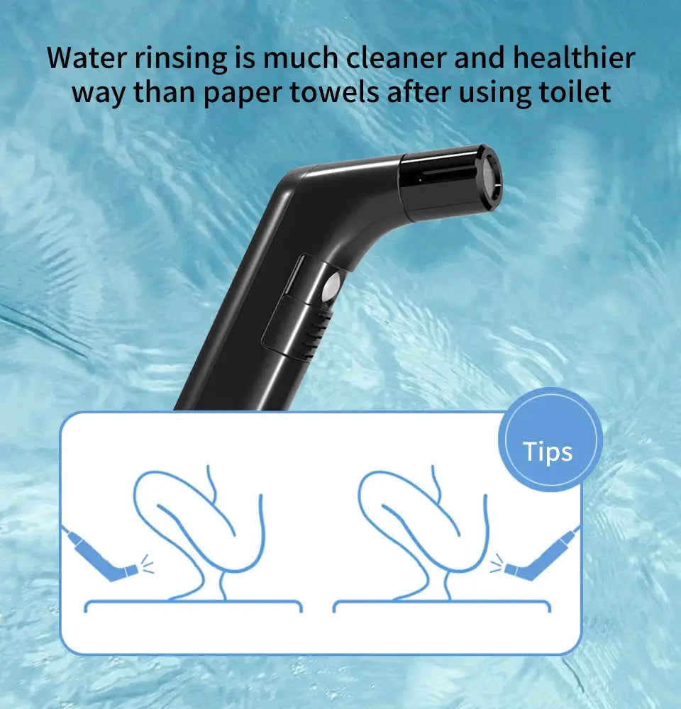 WOWER portable bidet handheld sprayer with 2m hose, rechargeable, black by Simples Market