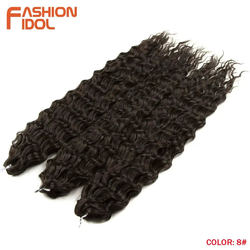 Fashion Idol crochet hair extensions, 22in Ariel curl water-wave, synthetic, black