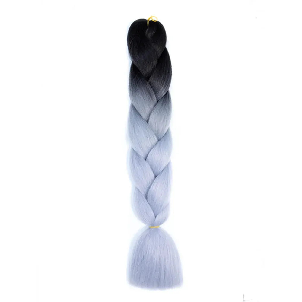 24-inch DIY jumbo braiding hair extensions Afro Ombre, black to light blue, Simples Market