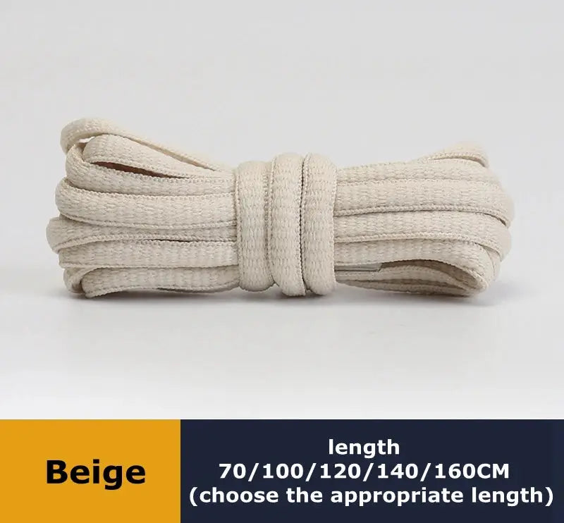 Beige round cotton shoelaces by Simples Market, 1 pair for leisure sport shoes