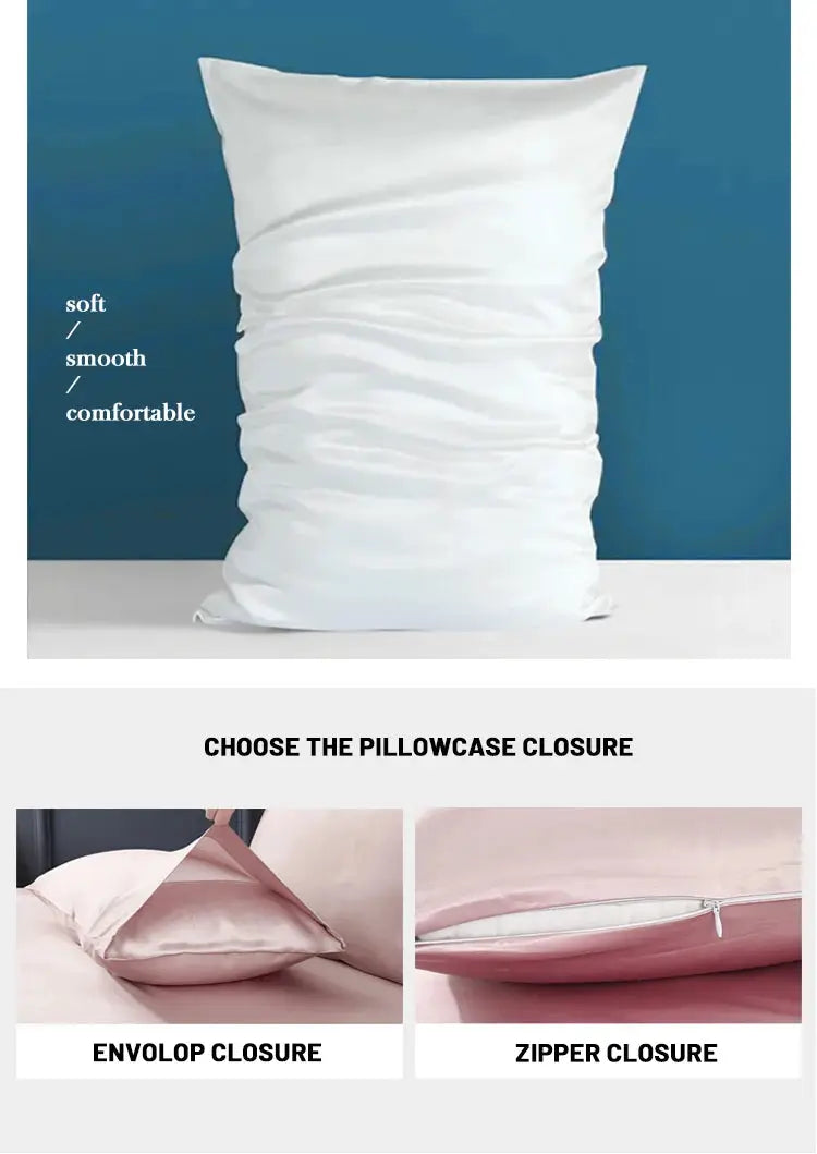 Mulberry silk pillowcase by Simples Market, white, 19 Momme OEKO-TEX, envelope and zipper closures
