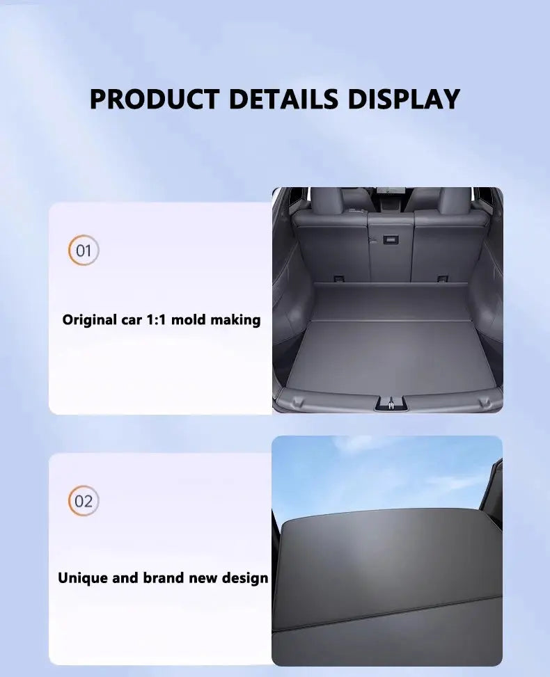 Trunk mat for Tesla Model Y Juniper by Simples Market; full-coverage cargo liner with side guards