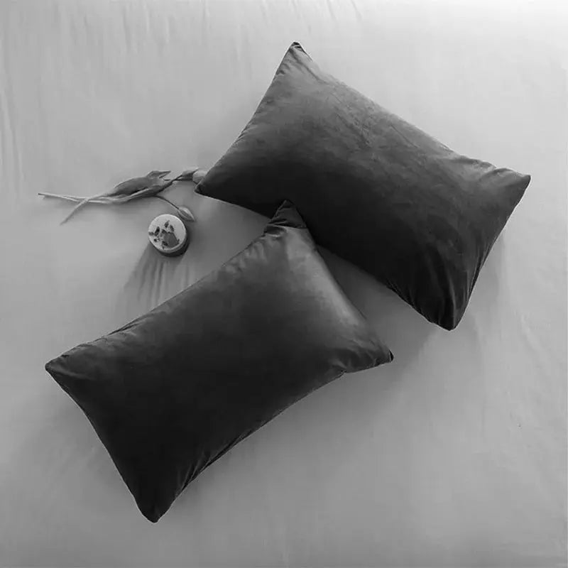 Soft velvet cushion covers, two dark gray 30x50 cm, for living room decor