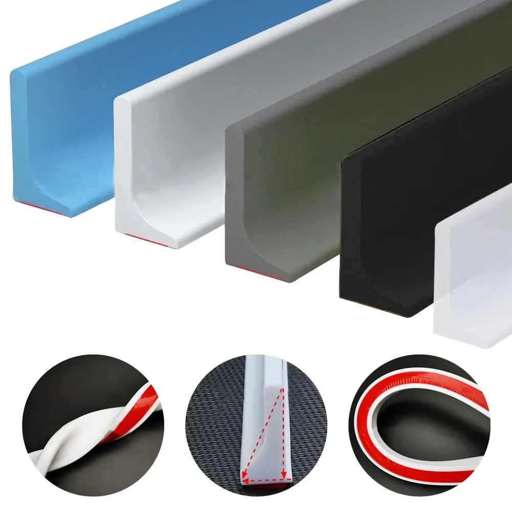 Simples Market silicone shower dam strips set of five in blue, white, gray, black and clear for bathroom water barrier