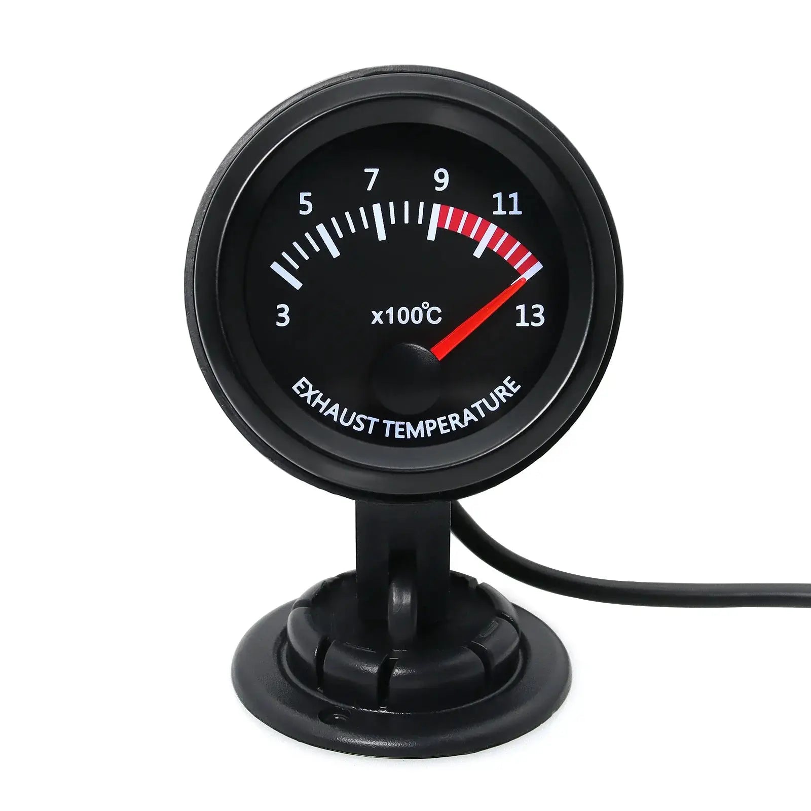 52mm exhaust gas temperature gauge with black dial, white markings, red needle, sensor cable, 300–1300°C range