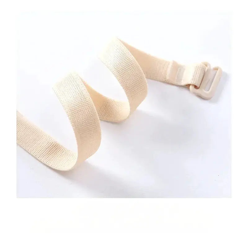 Beige wireless bra strap with adjustable plastic clasp