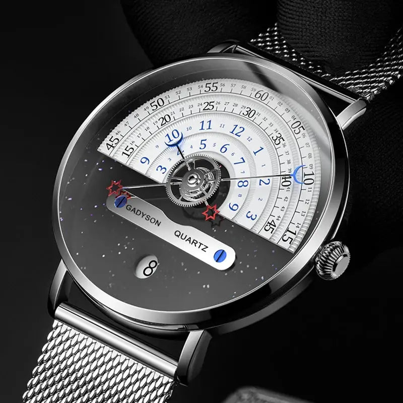 Mens Business Quartz Watch With Date Calendar Stainless Steel Strap Professional Style