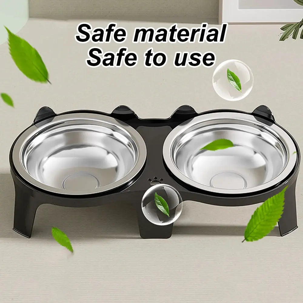 2-bowl stainless steel pet feeding set by Simples Market with anti-tip stand, large capacity.