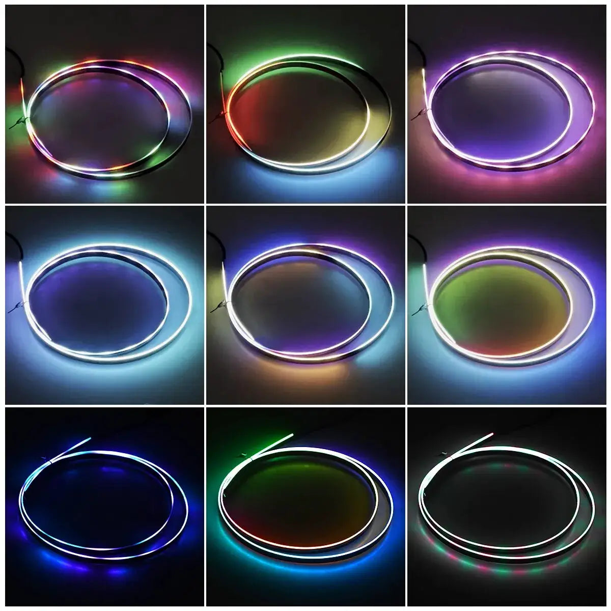 Car LED ambient light strip, 110cm RGB acrylic, USB powered with 64 colors for car interior