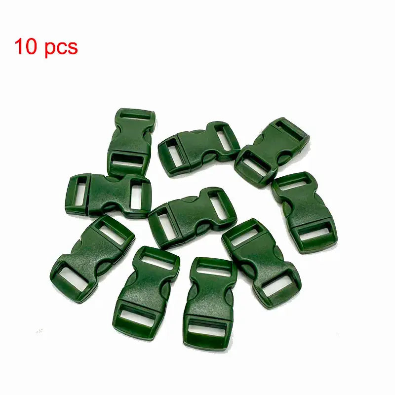 Green plastic side-release buckles, curved 3/8 inch (10mm), 10 pcs for paracord bracelets by Simples Market
