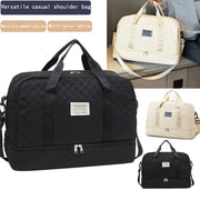 Duffle bag set of 3 by Simples Market; quilted, lightweight, in black, beige and cream with a fashion emblem