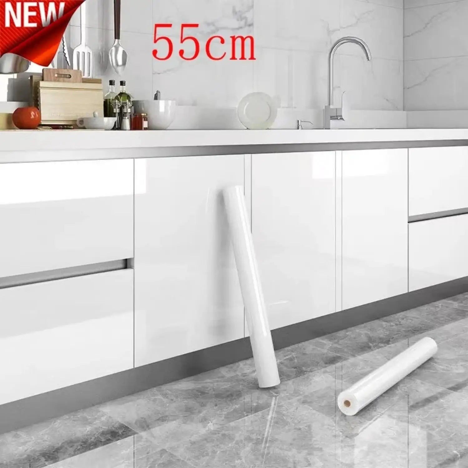 Plain Gloss Paste Wall Stickers PVC Pearl Film Waterproof Self Adhesive Wallpaper For Walls Wardrobe Kitchen Renovation