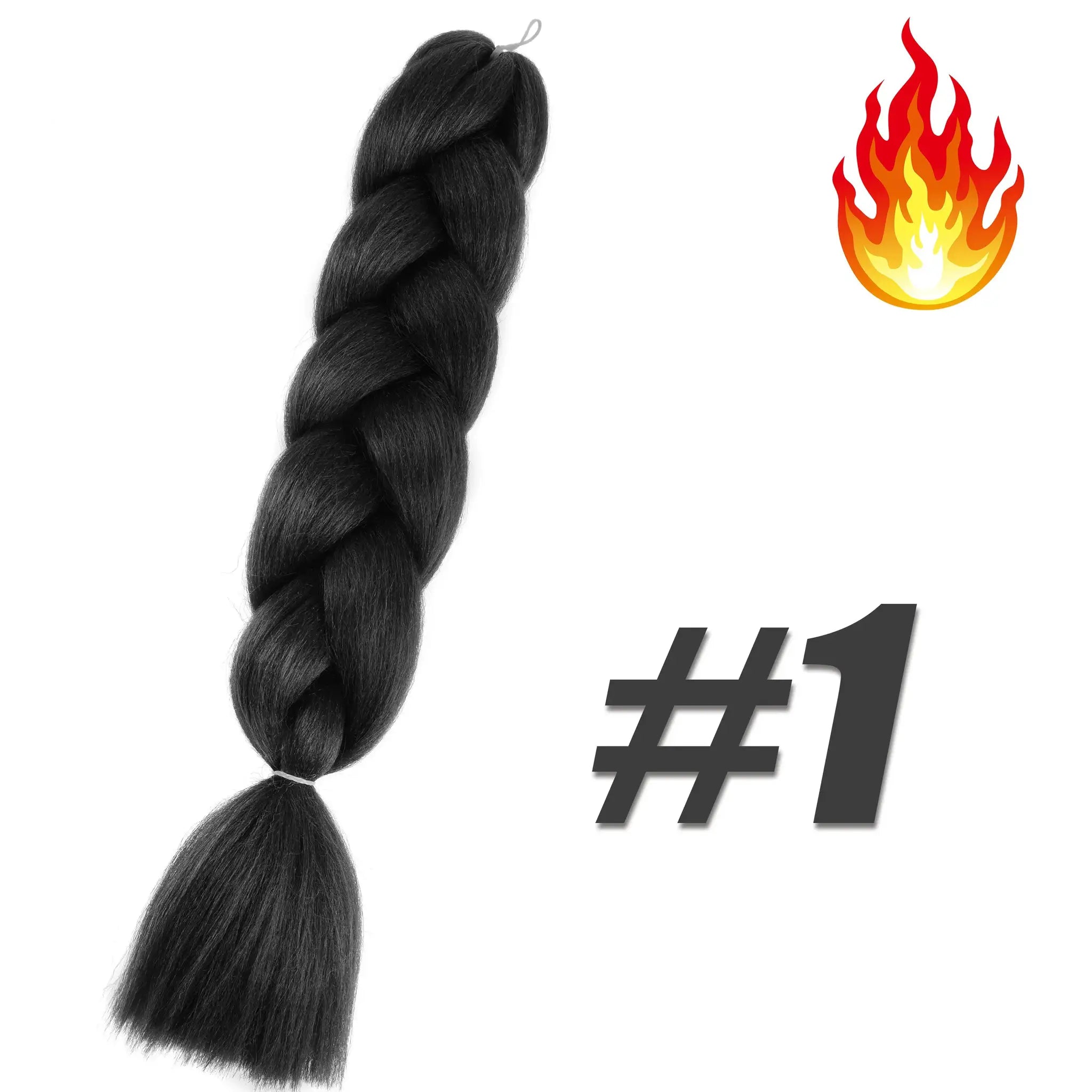 Synthetic Kanekalon crochet hair bundle in black with pre-stretched curly jumbo braid extensions