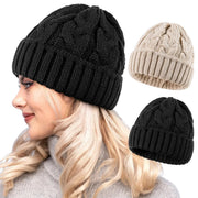 EverWarm Handmade Knitted Beanie For Women Cozy Chunky Thick Stretchy Acrylic Wool Winter Hat