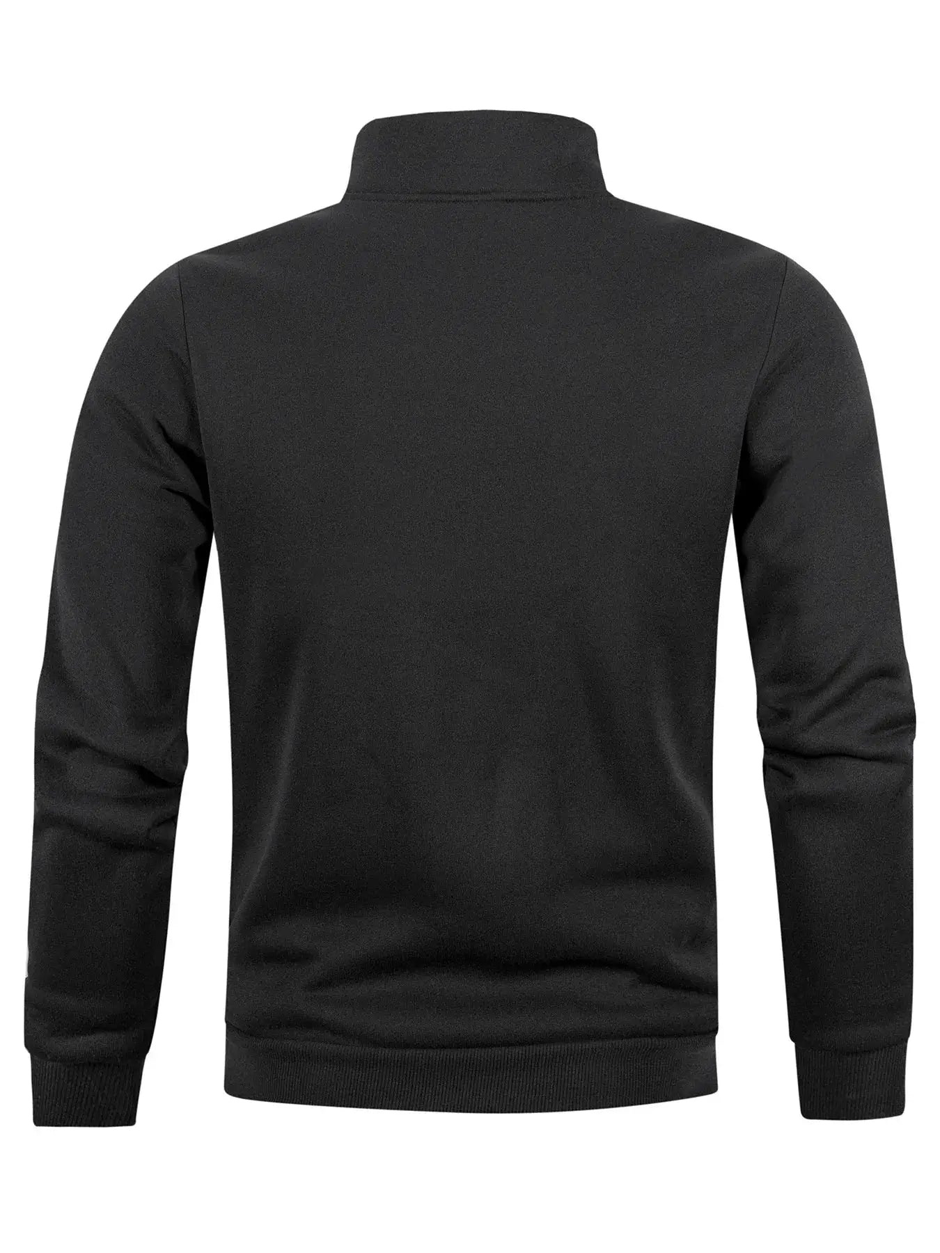 Men's black pullover sweater by Simples Market, solid color with ribbed cuffs and hem.