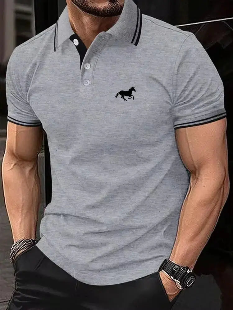 Men's Short Sleeve Polo Shirt Button Lapel Casual Summer Top Polyester Breathable Comfort Size S3XL