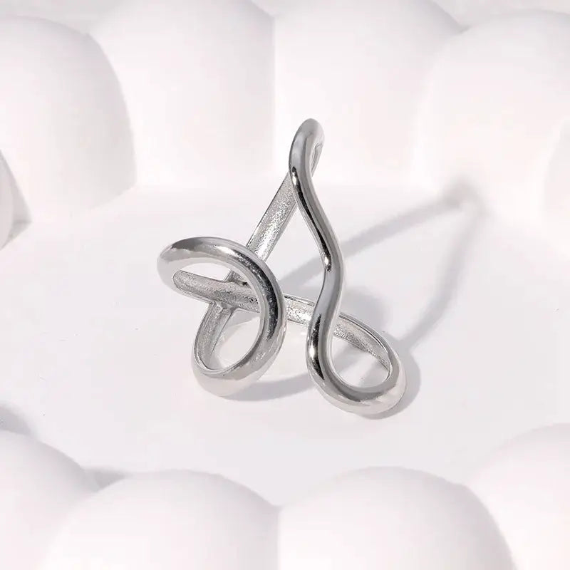 Stainless Steel Open Ring With 18K Gold PVD Plating And Personality Charms For Women Trendy Jewelry