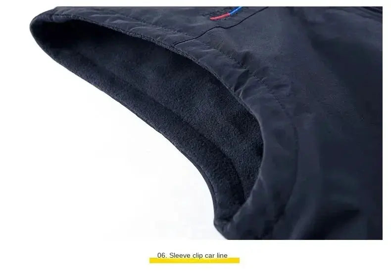 Men's heated outdoor vest in navy blue with soft fleece lining