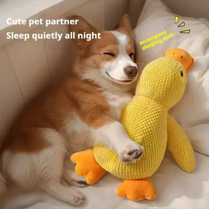 Cute Dog Toy Stomping Duck Bite Resistant Plush Toy for Large Dogs Interactive Teeth Cleaning Boredom Relief