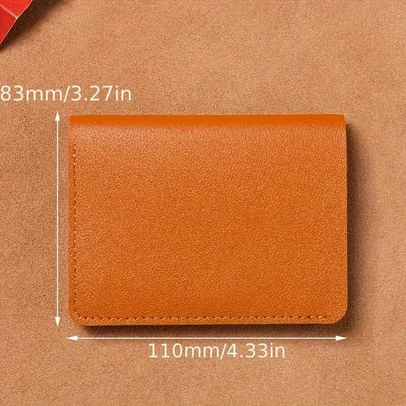 Simples Market small PU leather wallet, tan ultrathin cardholder with coin pocket, 110x83mm