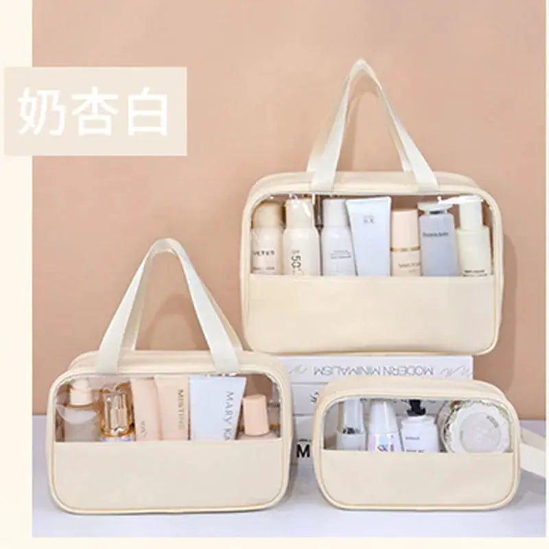 VoyageGlow Transparent Cosmetic Bag Large Capacity Waterproof Travel Makeup Organizer Clear PVC