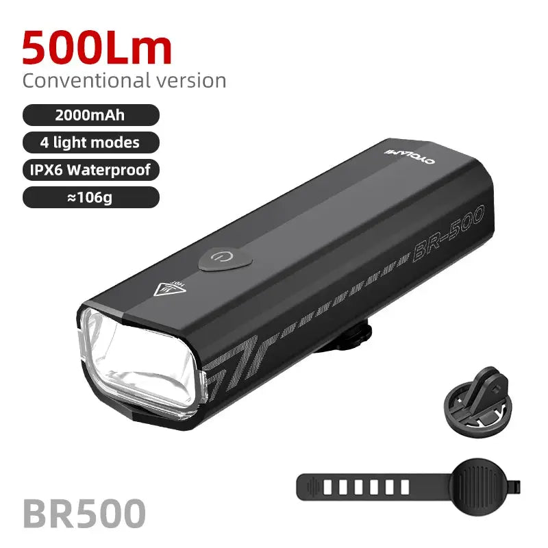 Cyclami Bicycle Front Light 500 Lumen Rechargeable 2000mAh Waterproof Headlamp Type C Compatible Mtb Road Cycling Lamp
