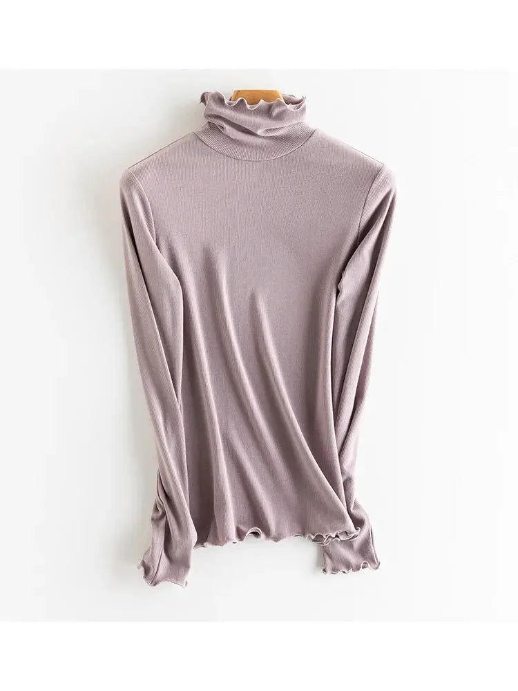 SuyaDream Women Silk Viscose Thermal Base Layer Top With Turtleneck For Warmth And Style