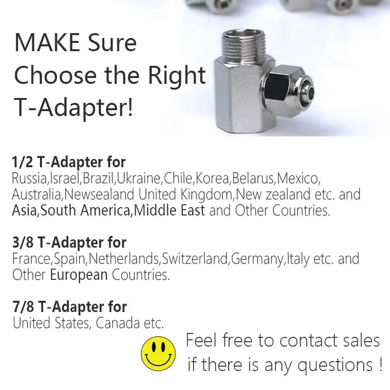 Small chrome T-adapter for bidet toilet seat, metal construction, Simples Market.