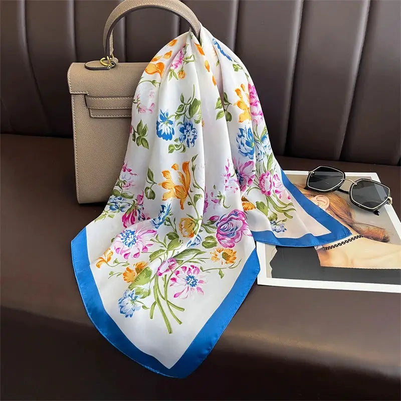 Luxe Silk Satin Square Scarf Silk Feel Finish Versatile Fashion Wrap For Shawl Hijab Neckerchief Hair Ribbon Headband