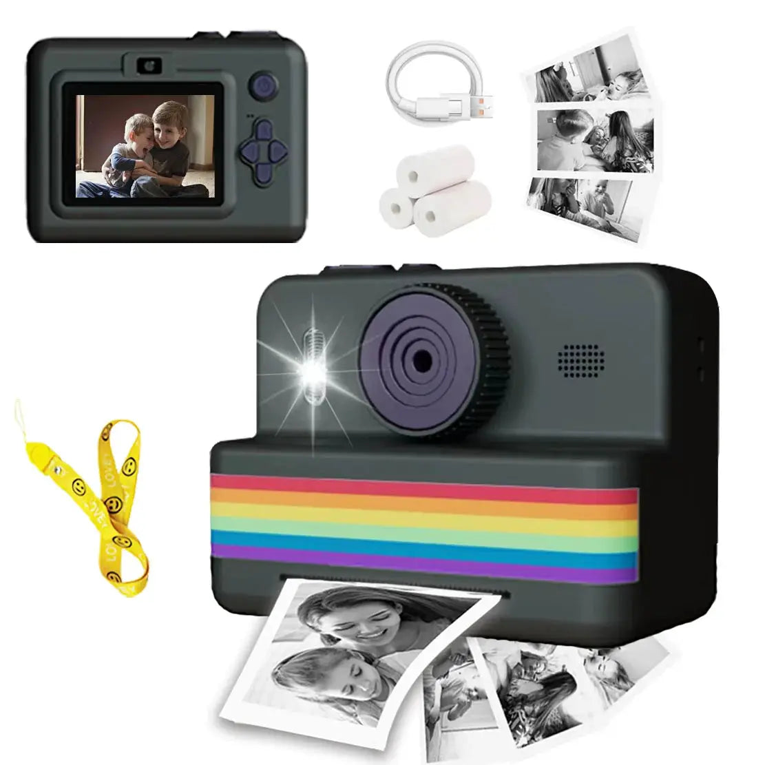 Kids Digital Camera With Mini Thermal Printer Two Point Eight Inch Screen HD Video Instant Photo Print Toy Gift