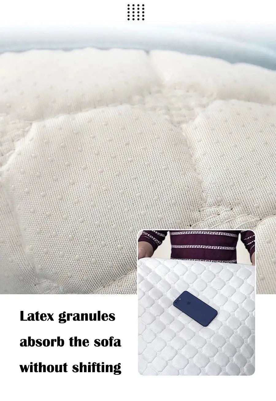 Velvet sofa cover by Simples Market; plush non-slip cream fabric with dotted texture, universal fit