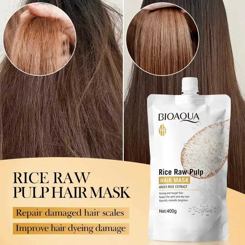 Keratin Hair Mask With Rice Extract For Damaged Frizzy Hair 5 Seconds Repair Soft Smooth Shiny